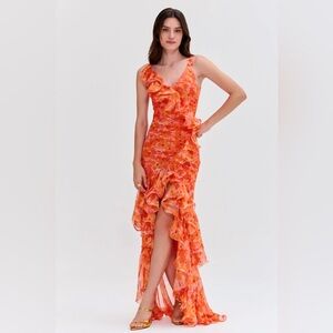 PatBO Vibrant Orange High Low Dress